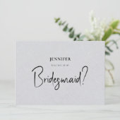 Grijze Linen White Script zal je zijn mijn Bridesm Kaart (Staand voorkant)