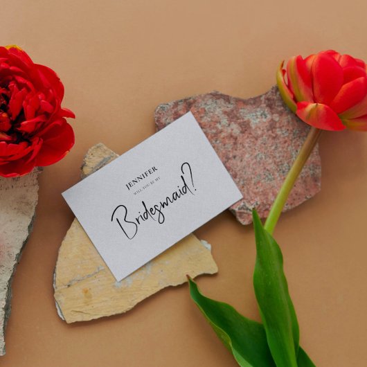 Grijze Linen White Script zal je zijn mijn Bridesm Kaart