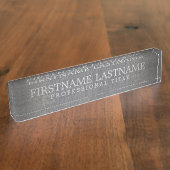 Grijze linnen - Basisnaam en beroepstitel Naambordje (Zijkant)