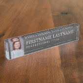 Grijze linnen - Naam, titel en foto Naambordje (Zijkant)