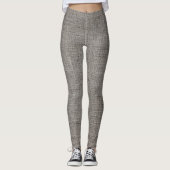 Grijze linnen textuur leggings (Voorkant)