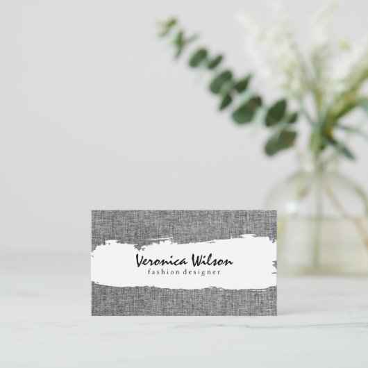 Grijze linnen visitekaartje (Staand voorkant)