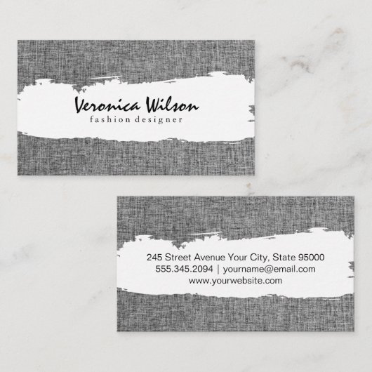 Grijze linnen visitekaartje (Voorkant / Achterkant)