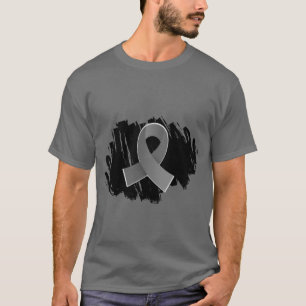 Grijze lint van breinkanker met krabbel t-shirt