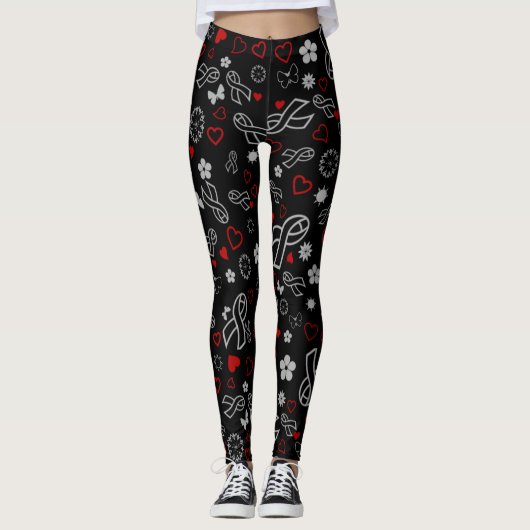 Grijze linten Multi..Diabetes Leggings (Voorkant)