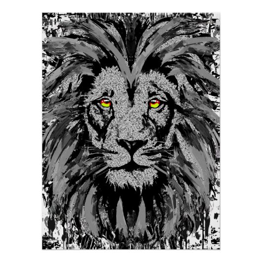 Grijze lion Head-Poster - Lion Face-Poster Perfect Poster (Voorkant)