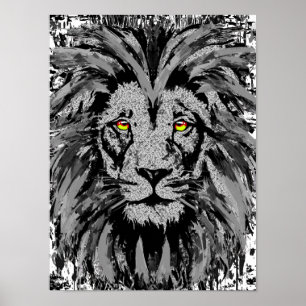 Grijze lion Head-Poster - Lion Face-Poster Poster