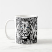 Grijze lionkoffie Mok - Lion Head Portret Tekening (Links)