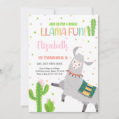 Grijze Llama Fun Llama Verjaardagsuitnodigingen Kaart (Voorkant)