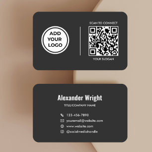 Grijze Logo Scan Code Contact Bedrijfskaart Visitekaartje