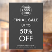 Grijze logo winkel met aanbieding voor definitieve raamsticker (Vel 2)
