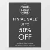 Grijze logo winkel met aanbieding voor definitieve raamsticker (Vel)