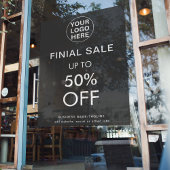 Grijze Logo Winkel met Kortingaanbieding Eindaanbi Raamsticker