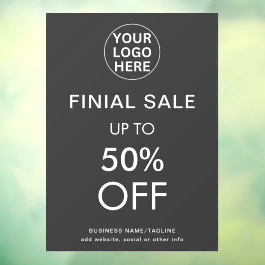 Grijze Logo Winkel met Kortingaanbieding Eindaanbi Raamsticker (Vel 3)