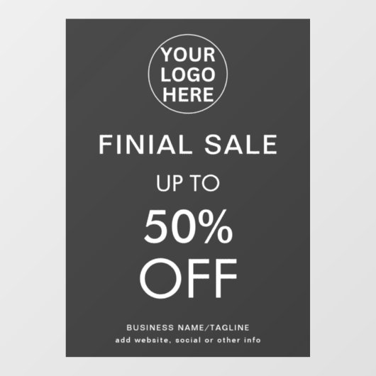 Grijze Logo Winkel met Kortingaanbieding Eindaanbi Raamsticker (Vel)