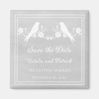 Grijze Lovebird Bloemige Save the Date-magneet Magneet