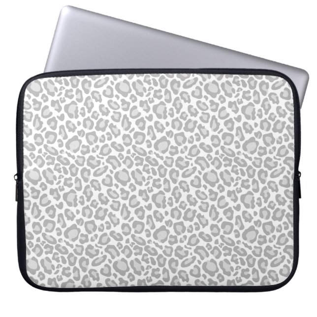 Grijze luipaard afdrukken laptop sleeve (Voorkant)