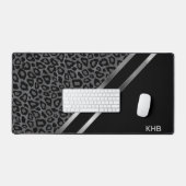 Grijze luipaard Dierenprint - Monogram Bureaumat (Keyboard & Muis)