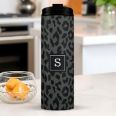 Grijze luipaard dierprintplaat monogrammen thermosbeker