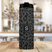 Grijze luipaard dierprintplaat monogrammen thermosbeker