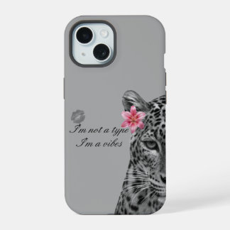 Grijze Luipaard Esthetische Hoes voor Telefoon - T iPhone 15 Case