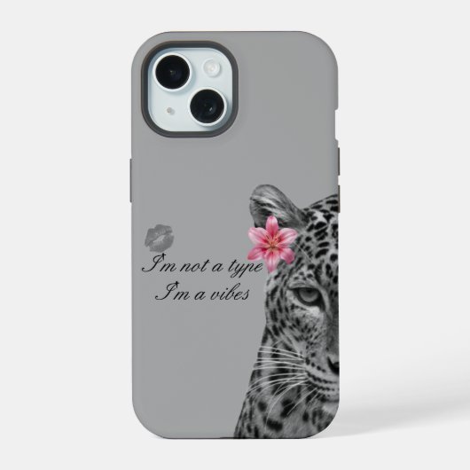 Grijze Luipaard Esthetische Hoes voor Telefoon - T iPhone 15 Case (Achterkant)