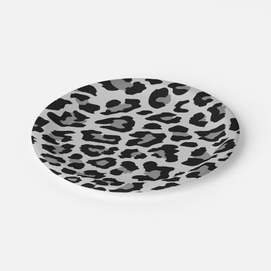 Grijze luipaard print papieren bordje (Gekanteld)