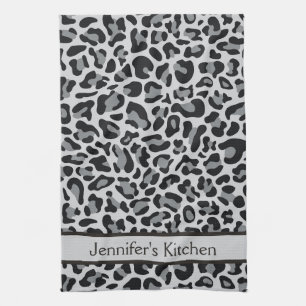 Grijze Luipaardprint Retro Keukenhanddoeken Handdo