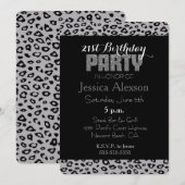 Grijze Luipaardprint Zwart 21e Verjaardag Kaart (Voorkant / Achterkant)