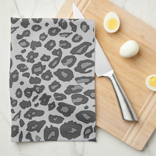 Grijze luipspatafdruk theedoek (Quarter Fold)