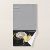 Grijze maan en abstracte waterverf bad handdoek (Handdoek)