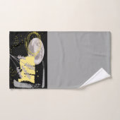 Grijze maan en abstracte waterverf bad handdoek (Handdoek)