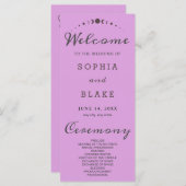 Grijze Maan Phases Plum Paarse Bruiloft Programma (Voorkant / Achterkant)