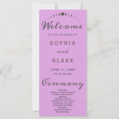 Grijze Maan Phases Plum Paarse Bruiloft Programma (Voorkant)