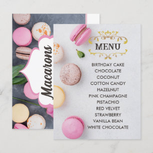 Grijze Macarons Elegante Smaken Menu Briefkaart