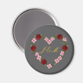 Grijze magneet met bloemenkrans (Voorkant / Achterkant)