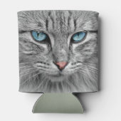 Grijze makreel tabby kat met blauwe ogen blikjeskoeler (Achterkant)