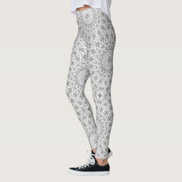 Grijze Mandala Geometrisch Patroon Leggings