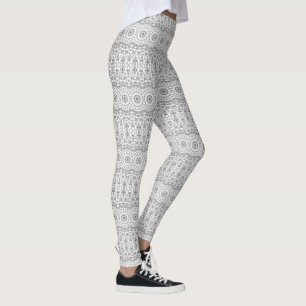 Grijze Mandala Geometrisch Patroon Leggings