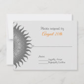 Grijze Mandala op Zwarte Huwelijksuitnodiging Kaart (Voorkant)