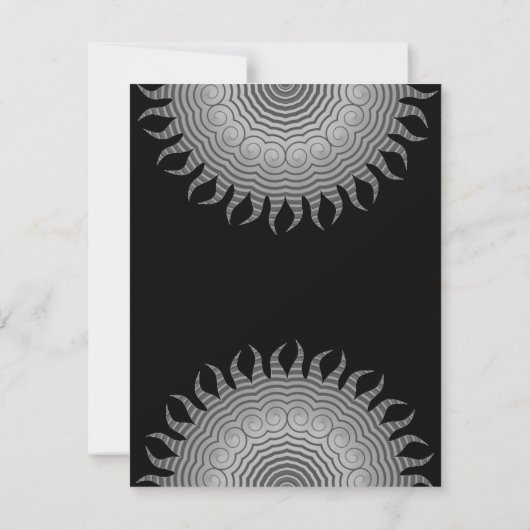 Grijze Mandala op Zwarte Huwelijksuitnodiging Kaart (Achterkant)