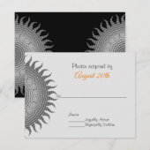 Grijze Mandala op Zwarte Trouw-RSVP Kaart (Voorkant / Achterkant)