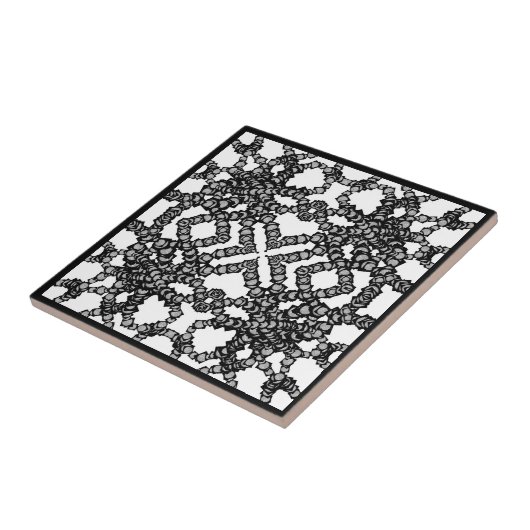 Grijze manen in zwarte dozen Moderne kunst Tegeltje (Zijkant)