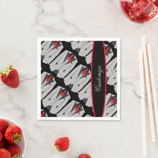 Grijze Mannen en rood Stropdas Servet (Insitu)