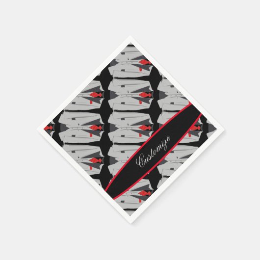 Grijze Mannen en rood Stropdas Servet (Hoek)