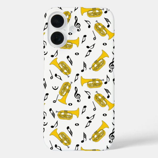 Grijze Marching Bariton Muzieknoten Case-Mate iPhone Case (Achterkant)