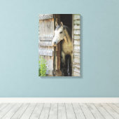 Grijze Mare Horse & Barn Rustic Canvas Afdrukken (Insitu (Houten vloer))