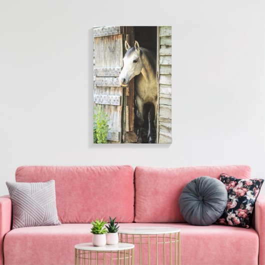 Grijze Mare Horse & Barn Rustic Canvas Afdrukken (Insitu (Woonkamer))