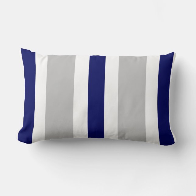 Grijze marineblauw met witte streep lumbar Pillow  Kussen (Voorkant)
