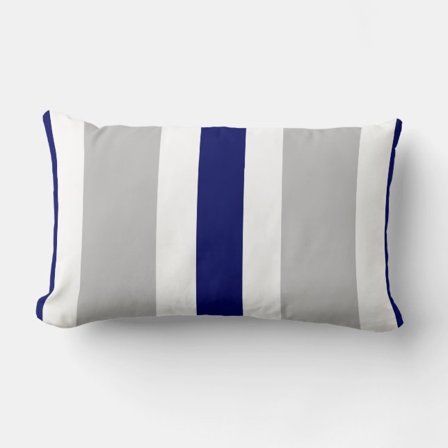 Grijze marineblauw met witte streep lumbar Pillow  Kussen (Voorkant)